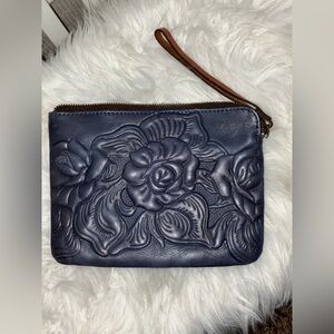 Patricia Nash Cassini Wristlet Navy Tooled